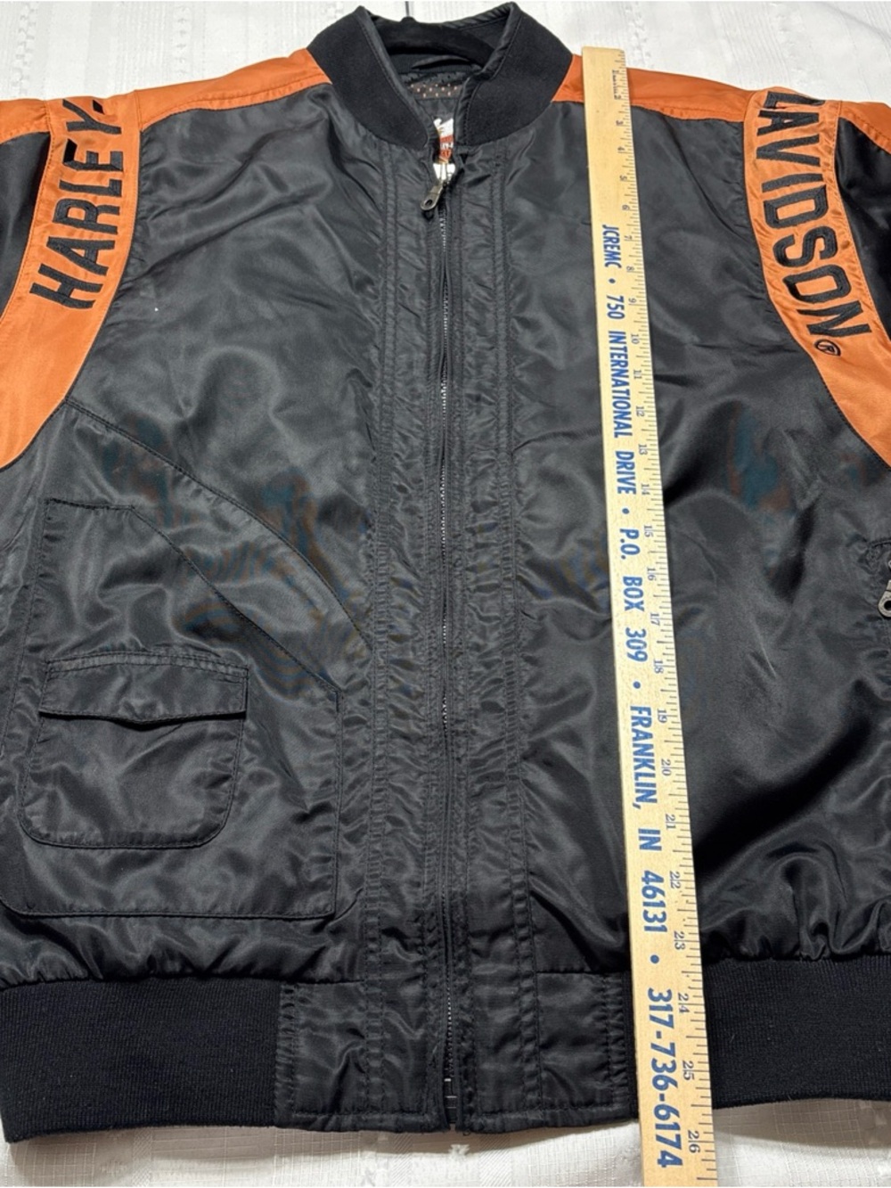 Harley-Davidson Men’s Black and Orange Bomber / Riding  Jacket- Size Small - Picture 5 of 9